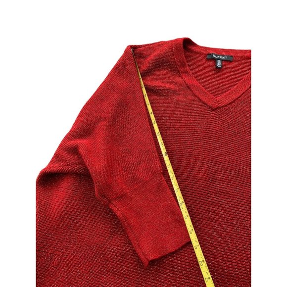 Ellen Tracy Sweater Womens 2XL 3/4 Dolman Sleeve V Neck Tunic Pullover Dark Pink - Picture 6 of 8